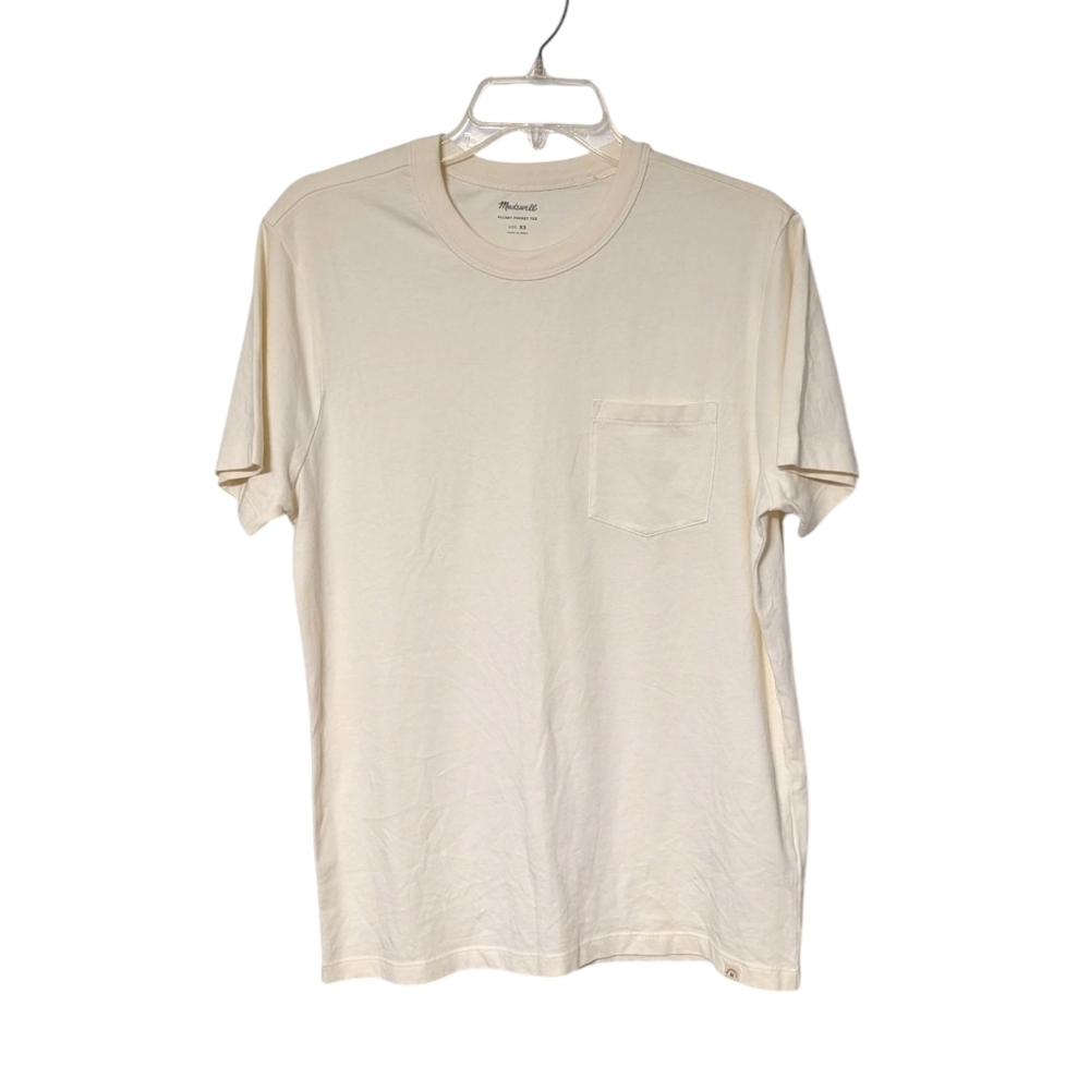 Madewell Allday Pocket Lighthouse Cream Short Sleeve Cotton Crew Neck Tee XS NWT